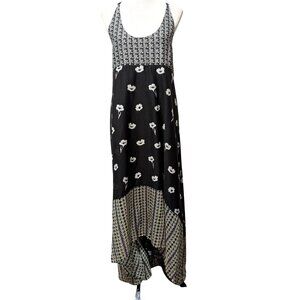 Pianurastudio Womens NWT Sz 46/XL Abito Mixed Media Print Asymmetric Maxi Dress